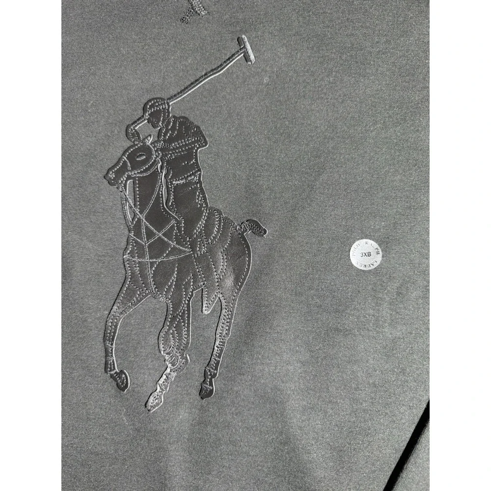 Polo Ralph Lauren Big Pony Genuine Leather Logo Crewneck Sweatshirt 3XB NWT